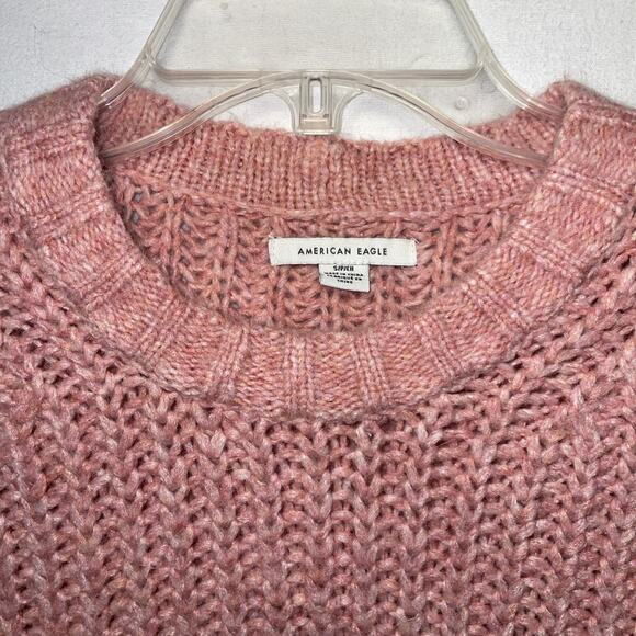 American Eagle Outfitters Small Women’s Pink Crop Sweater Very Soft So Cute! - Picture 3 of 8
